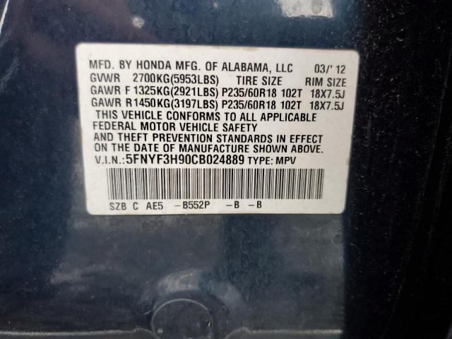 Photo 12 VIN: 5FNYF3H90CB024889 - HONDA PILOT 