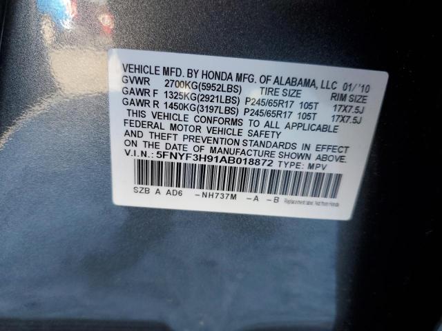 Photo 12 VIN: 5FNYF3H91AB018872 - HONDA PILOT TOUR 