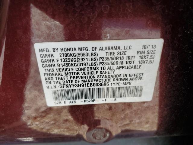 Photo 12 VIN: 5FNYF3H91EB003696 - HONDA PILOT 