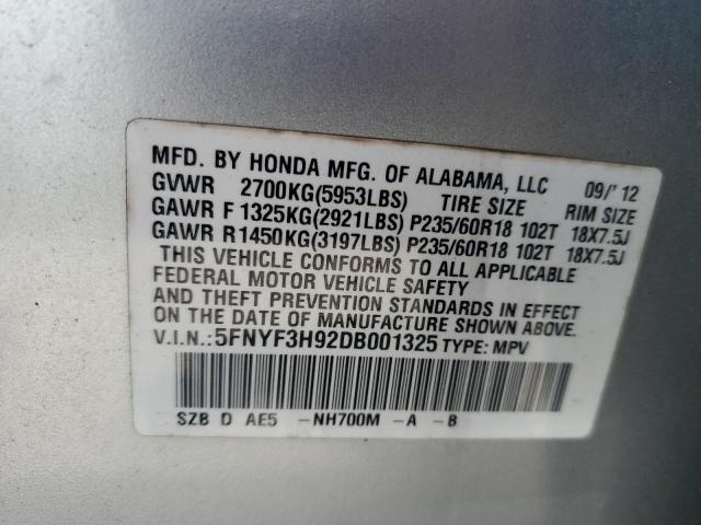 Photo 13 VIN: 5FNYF3H92DB001325 - HONDA PILOT TOUR 