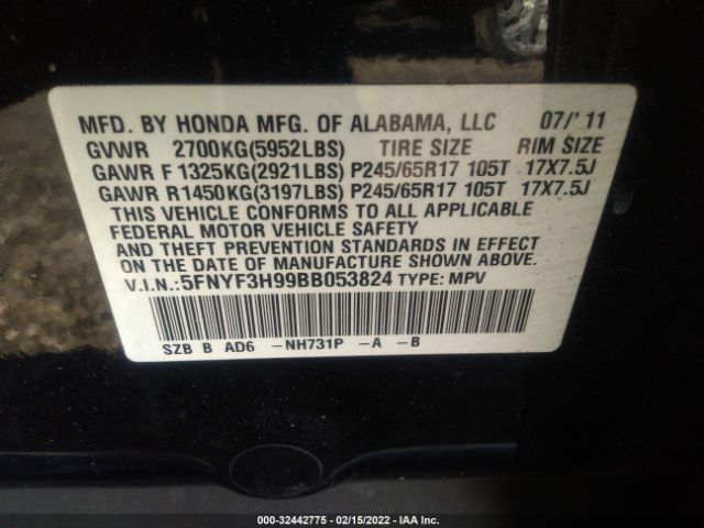 Photo 8 VIN: 5FNYF3H99BB053824 - HONDA PILOT 