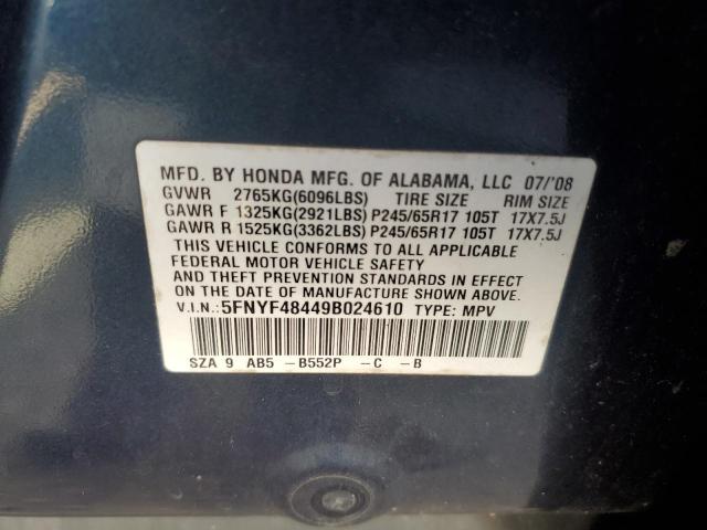 Photo 12 VIN: 5FNYF48449B024610 - HONDA PILOT EX 