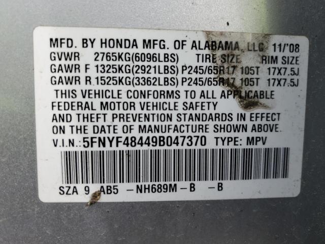 Photo 11 VIN: 5FNYF48449B047370 - HONDA PILOT 