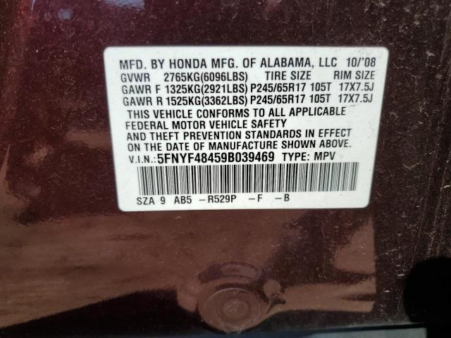 Photo 12 VIN: 5FNYF48459B039469 - HONDA PILOT EX 