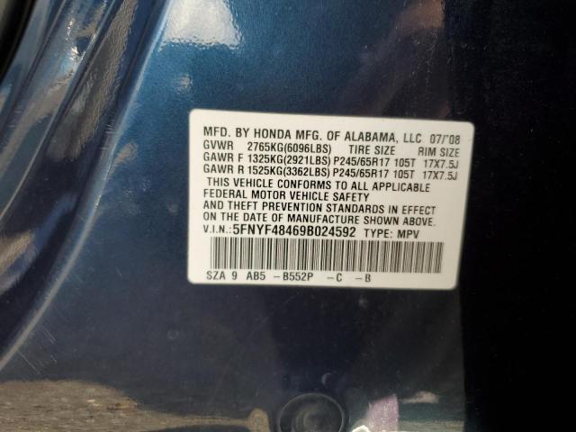 Photo 12 VIN: 5FNYF48469B024592 - HONDA PILOT EX 