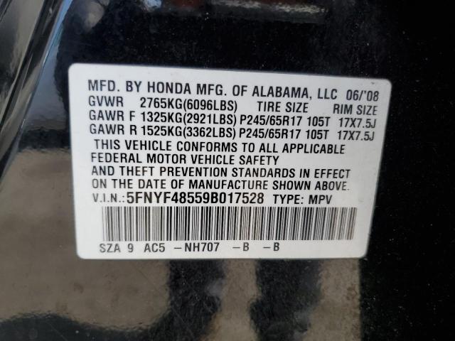 Photo 11 VIN: 5FNYF48559B017528 - HONDA PILOT 