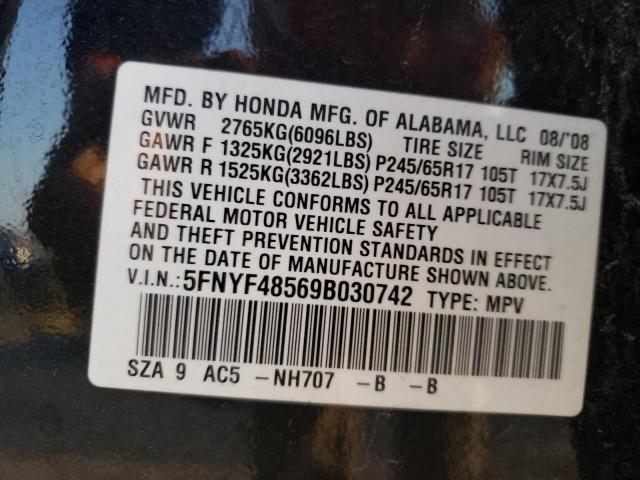 Photo 12 VIN: 5FNYF48569B030742 - HONDA PILOT EXL 