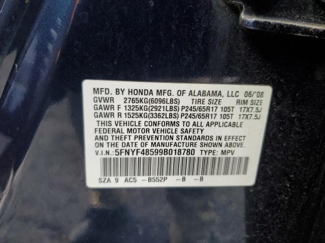 Photo 11 VIN: 5FNYF48599B018780 - HONDA PILOT 