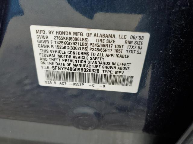 Photo 12 VIN: 5FNYF48609B020328 - HONDA PILOT EXL 