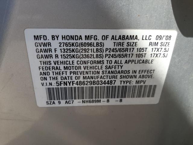 Photo 9 VIN: 5FNYF48629B034487 - HONDA PILOT EXL 