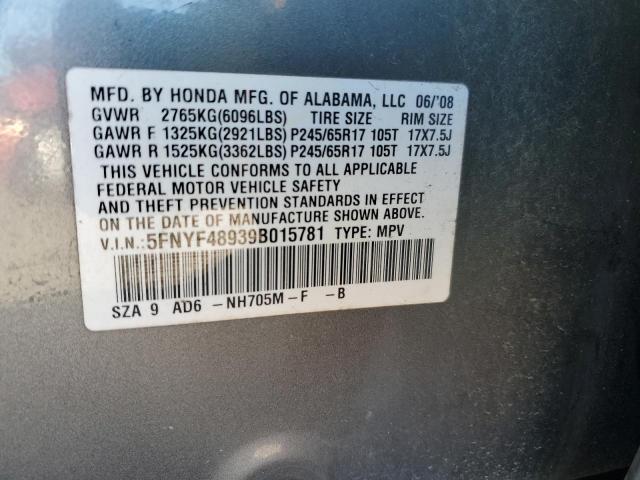 Photo 11 VIN: 5FNYF48939B015781 - HONDA PILOT TOUR 