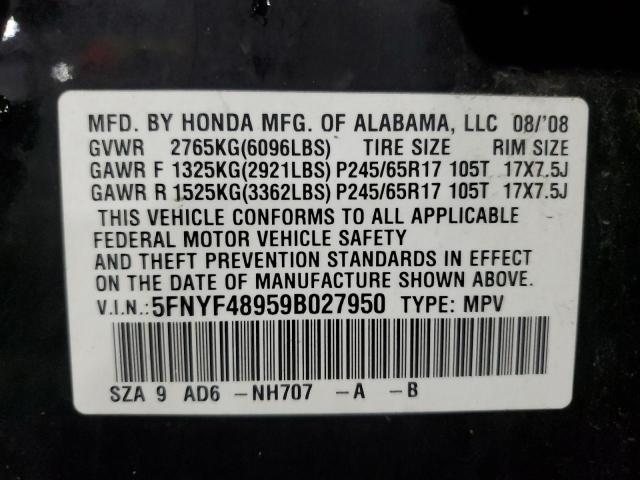 Photo 12 VIN: 5FNYF48959B027950 - HONDA PILOT TOUR 