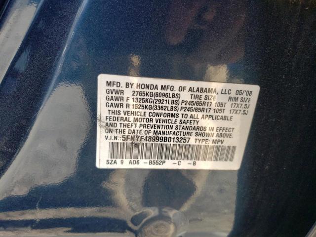 Photo 12 VIN: 5FNYF48999B013257 - HONDA PILOT 