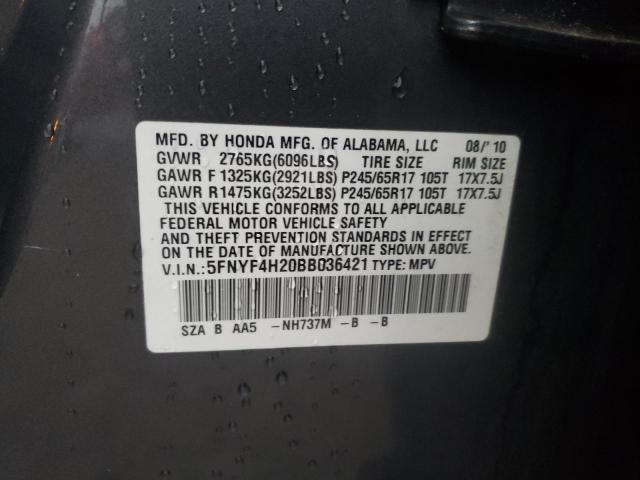 Photo 11 VIN: 5FNYF4H20BB036421 - HONDA PILOT LX 