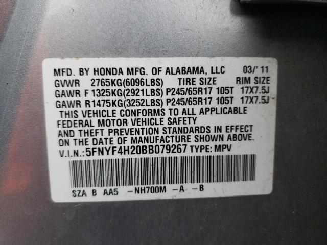 Photo 12 VIN: 5FNYF4H20BB079267 - HONDA PILOT LX 