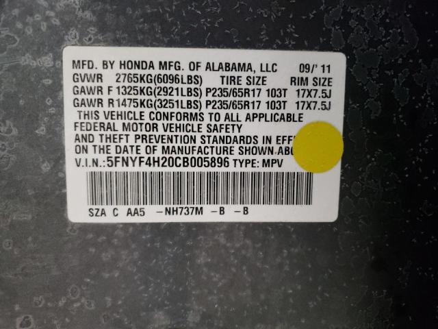 Photo 9 VIN: 5FNYF4H20CB005896 - HONDA PILOT LX 