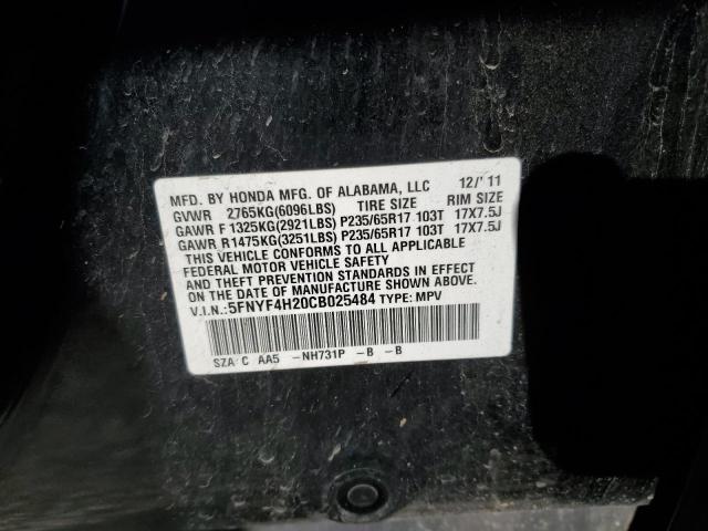 Photo 12 VIN: 5FNYF4H20CB025484 - HONDA PILOT 