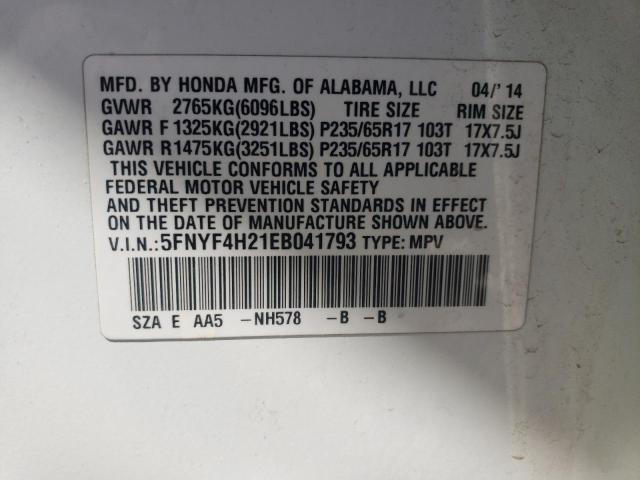 Photo 12 VIN: 5FNYF4H21EB041793 - HONDA PILOT LX 