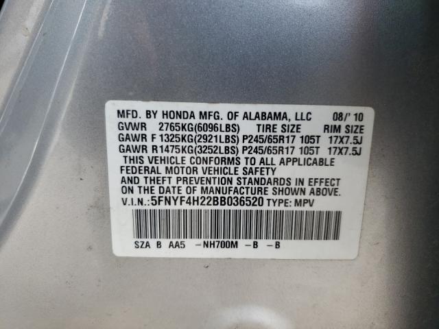 Photo 9 VIN: 5FNYF4H22BB036520 - HONDA PILOT LX 