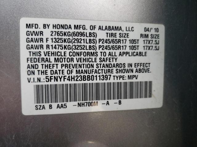 Photo 9 VIN: 5FNYF4H23BB011397 - HONDA PILOT LX 