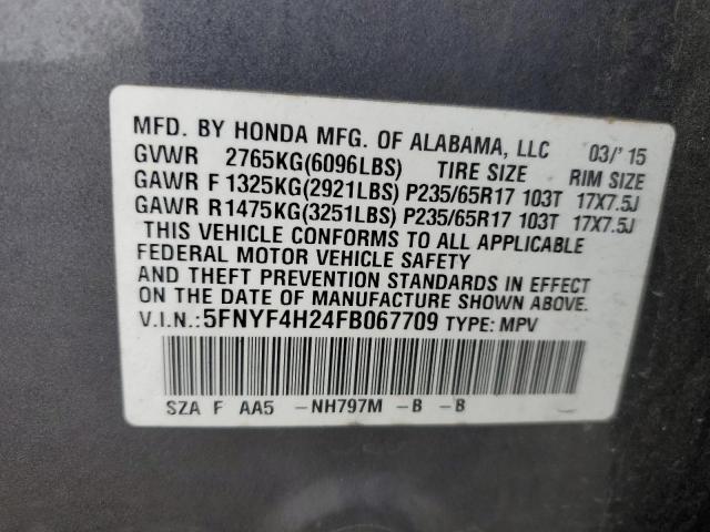 Photo 12 VIN: 5FNYF4H24FB067709 - HONDA PILOT LX 