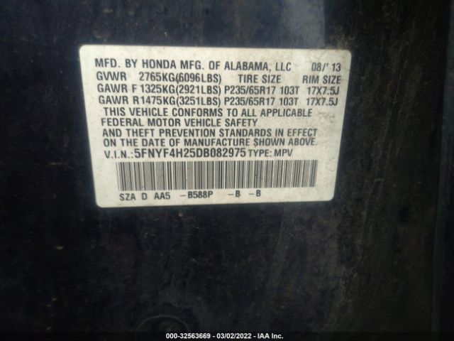 Photo 8 VIN: 5FNYF4H25DB082975 - HONDA PILOT 