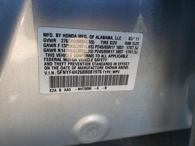 Photo 9 VIN: 5FNYF4H26BB081976 - HONDA PILOT LX 