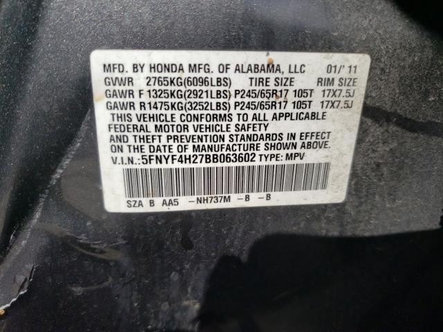 Photo 9 VIN: 5FNYF4H27BB063602 - HONDA PILOT LX 