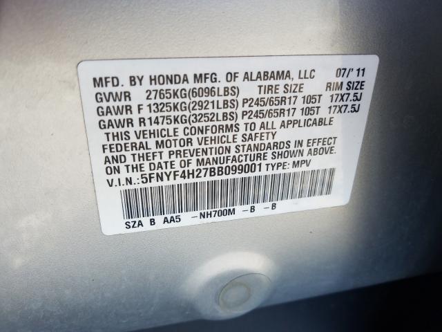 Photo 9 VIN: 5FNYF4H27BB099001 - HONDA PILOT LX 