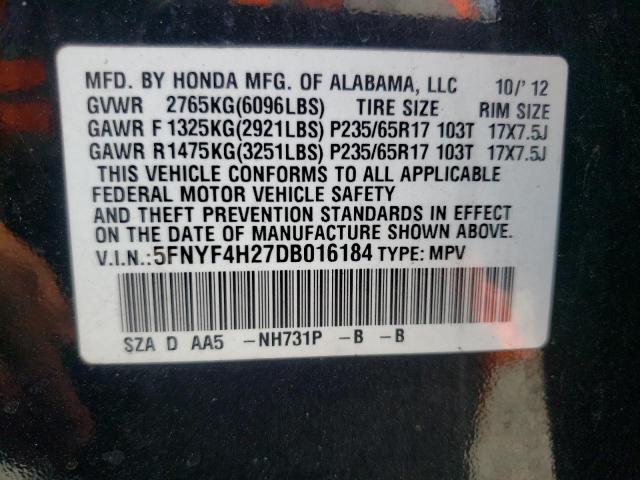 Photo 12 VIN: 5FNYF4H27DB016184 - HONDA PILOT 