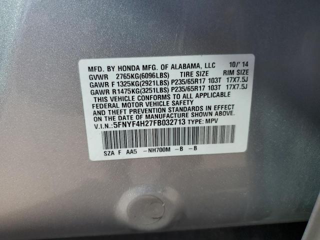 Photo 12 VIN: 5FNYF4H27FB032713 - HONDA PILOT LX 