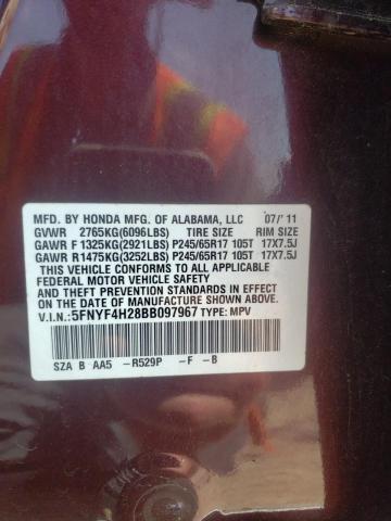 Photo 12 VIN: 5FNYF4H28BB097967 - HONDA PILOT LX 