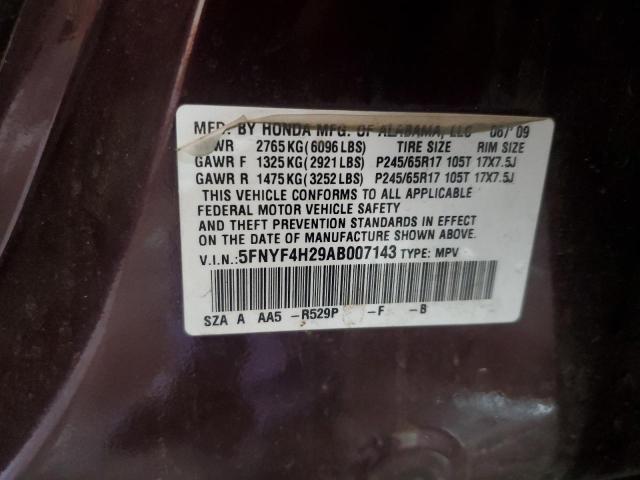 Photo 12 VIN: 5FNYF4H29AB007143 - HONDA PILOT LX 