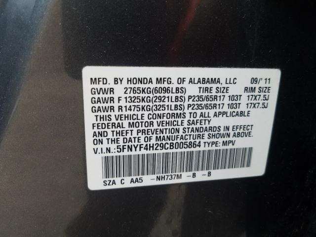 Photo 9 VIN: 5FNYF4H29CB005864 - HONDA PILOT LX 