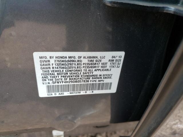 Photo 12 VIN: 5FNYF4H29DB057836 - HONDA PILOT LX 