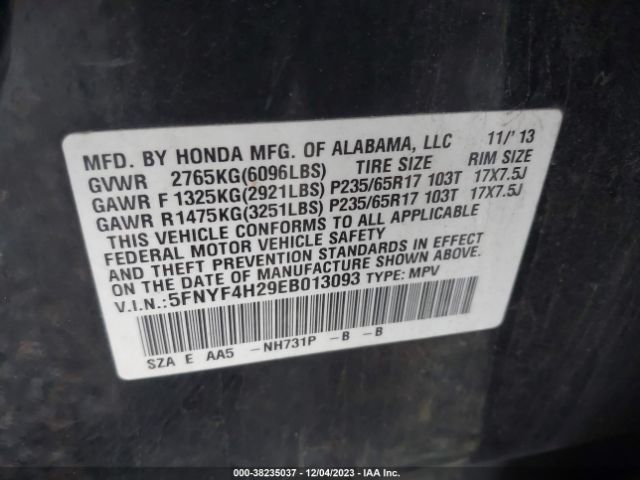 Photo 8 VIN: 5FNYF4H29EB013093 - HONDA PILOT 