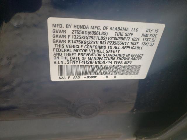 Photo 12 VIN: 5FNYF4H29FB050744 - HONDA PILOT 