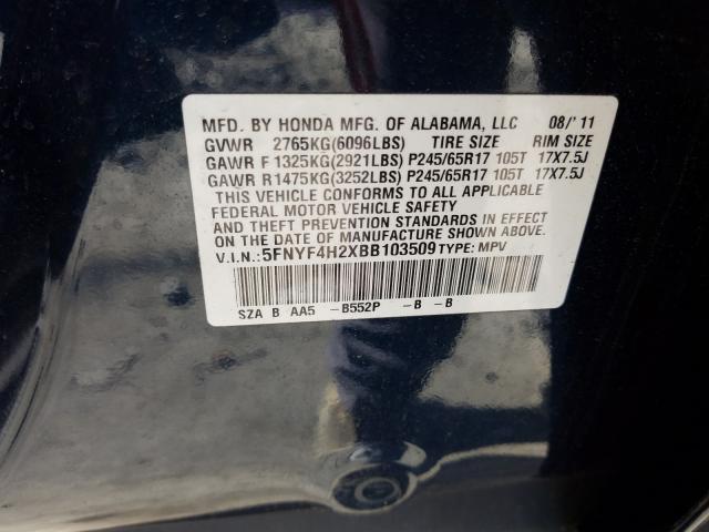 Photo 9 VIN: 5FNYF4H2XBB103509 - HONDA PILOT LX 