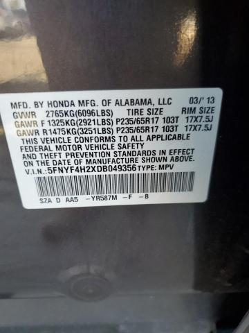 Photo 12 VIN: 5FNYF4H2XDB049356 - HONDA PILOT LX 