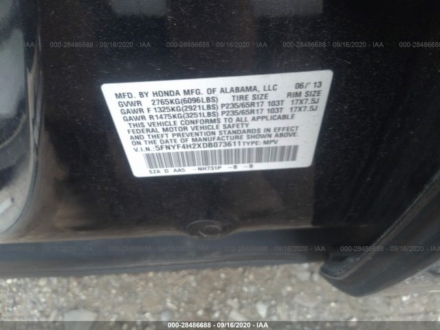 Photo 8 VIN: 5FNYF4H2XDB073611 - HONDA PILOT 