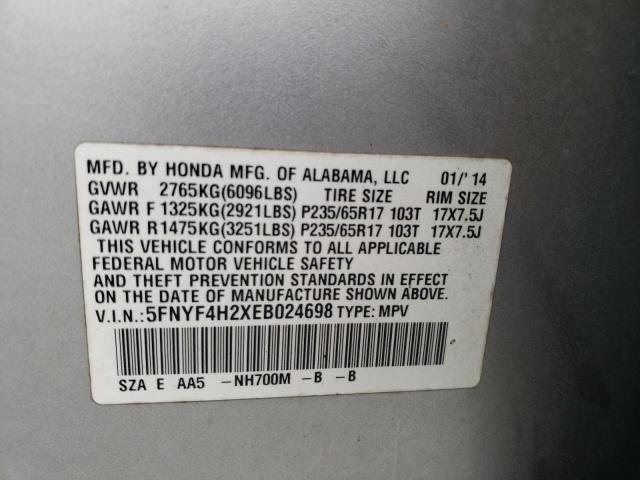 Photo 12 VIN: 5FNYF4H2XEB024698 - HONDA PILOT LX 