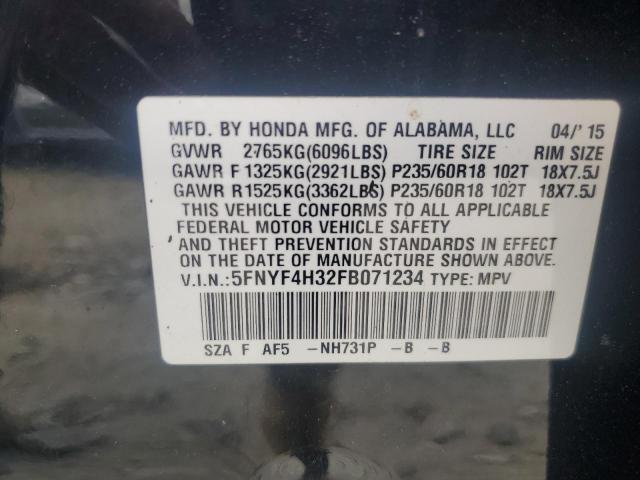 Photo 12 VIN: 5FNYF4H32FB071234 - HONDA PILOT SE 