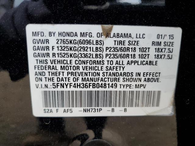 Photo 12 VIN: 5FNYF4H36FB048149 - HONDA PILOT 