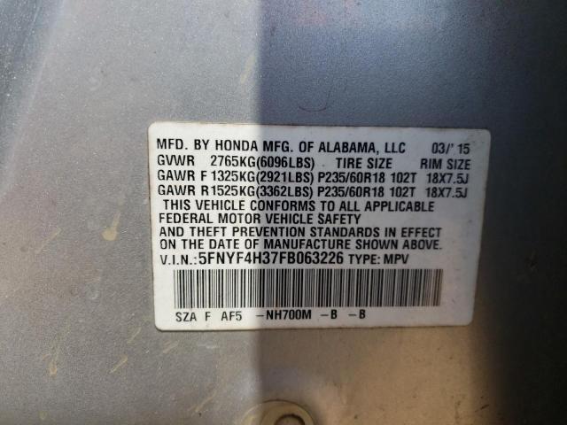 Photo 13 VIN: 5FNYF4H37FB063226 - HONDA PILOT SE 