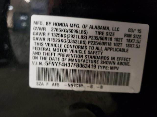 Photo 13 VIN: 5FNYF4H37FB063419 - HONDA PILOT SE 