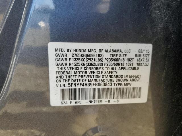 Photo 12 VIN: 5FNYF4H39FB063843 - HONDA PILOT 