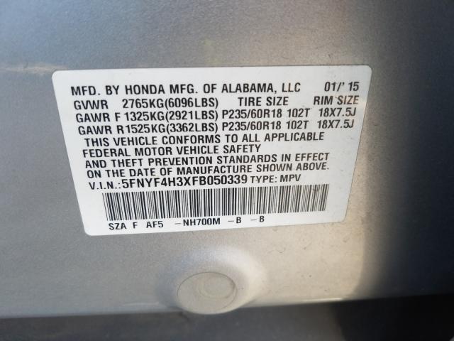 Photo 9 VIN: 5FNYF4H3XFB050339 - HONDA PILOT SE 