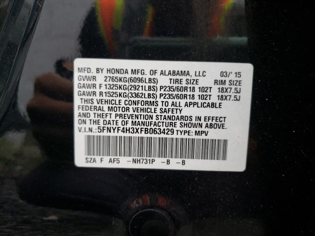 Photo 9 VIN: 5FNYF4H3XFB063429 - HONDA PILOT SE 