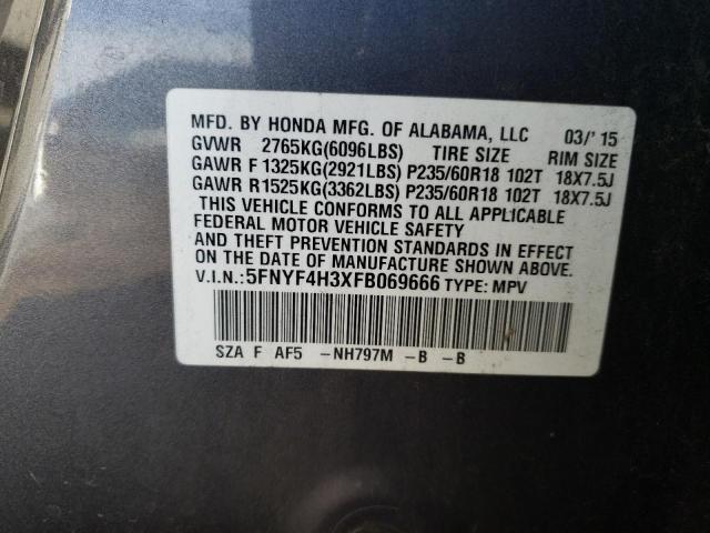 Photo 11 VIN: 5FNYF4H3XFB069666 - HONDA PILOT 