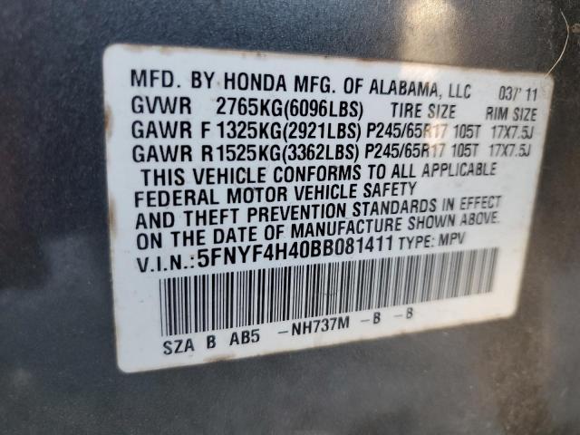 Photo 12 VIN: 5FNYF4H40BB081411 - HONDA PILOT EX 